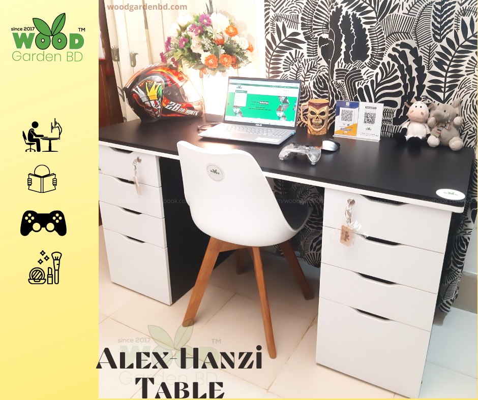 Alex-Hanzi Combo Chair and Table Gaming Reading Make-up desk by Wood Garden BD best gaming table in Dhaka Bangladesh